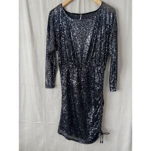 Free People Women Clubwear Cocktail‎ Metallic Sequin Blouse Dress Size M Sexy